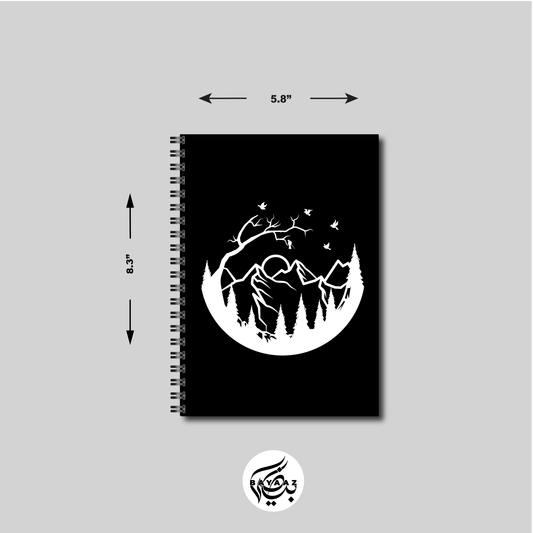 Mountain & Trees - A5 Black Notebook