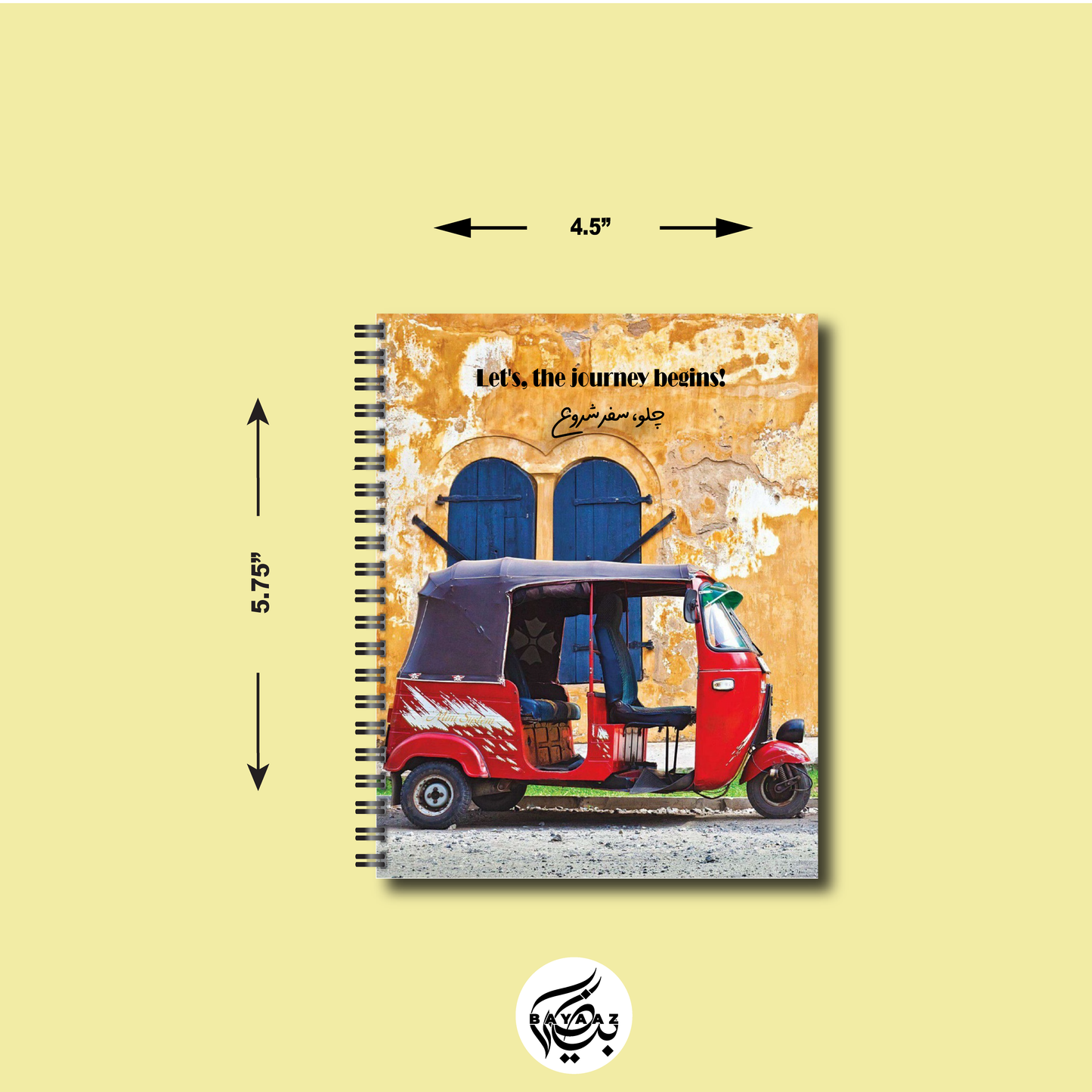 Lets, the Journey Begins | White Pages A6 Spiral Hardcover Notebook
